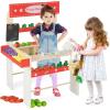 imageINFANS Grocery Store Marketplace Toy for Kids Wooden Market Stand Pretend Play Set with 36 Cutting Vegetables Fruits Pieces Role Food Shop Playset Gift for Boys Girls Ages 3Fruit Store