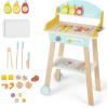 imageINFANS Kids Grill Playset Wooden Pretend BBQ Toy Set with 21 Food Accessories Role Play Kitchen Cooking Set Gift for Toddlers Boys Girls Age 3