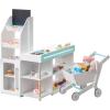 imageINFANS Kids Grocery Store Playset Wooden Supermarket Toy Set with Cash Register Vending Machine Play Food Accessories Blackboard Pretend Play Store Gift for Toddler Boys Girls Gray40 x 24 x 43