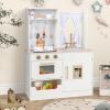 imageINFANS Kids Kitchen Playset Cooking Toy Kitchen Set with Coffee Machine Stove Removable Sink Microwave Storage Cabinet Simulation Wooden Play Kitchen for Toddler Boys GirlsBeige
