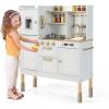 imageINFANS Play Kitchen for Kids Wooden Kids Play Kitchen Playset with Realistic Light ampamp Sounds Pots Pan Microwave Sink Children Pretend Cooking Toy Set Gift for Toddler Boys Girls Ages 3Creamy White