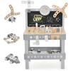 imageINFANS Tool Bench Set for Toddlers Kids Wooden Workbench with Blackboard Construction Building Tools and 62 Accessories Creative Realistic Pretend Play Workshop Gift for Boys GirlsGrey