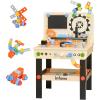 imageINFANS Tool Bench Set for Toddlers Kids Wooden Workbench with Blackboard Construction Building Tools and 62 Accessories Creative Realistic Pretend Play Workshop Gift for Boys GirlsYellow
