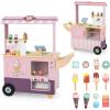 imageINFANS Wooden Grocery Store Marketplace Toy Market Stand Shop Pretend Play Set with Universal Wheel Food Scale Cash Register Beverage Rack 30 Accessories Gift for Ages 3Peach Pink