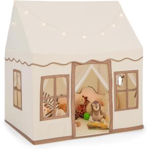 imageINFANS Kids Play Tent with Washable Mat Star Light Windows AntiTrip Large Playhouse Toys for Children Boys Girls Indoor Outdoor Princess Tents Castle for Toddlers BeigeBeige