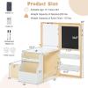 imageINFANS 3 in 1 Kids Art Table and Chair Set Toddler Craft and Play Wood Activity Desk with DoubleSided Easel Blackboard Whiteboard Paper Roll for Writing Children Furniture for Daycare NurseryNatural