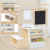 imageINFANS 3 in 1 Kids Art Table and Chair Set Toddler Craft and Play Wood Activity Desk with DoubleSided Easel Blackboard Whiteboard Paper Roll for Writing Children Furniture for Daycare NurseryNatural