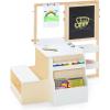 imageINFANS 3 in 1 Kids Art Table and Chair Set Toddler Craft and Play Wood Activity Desk with DoubleSided Easel Blackboard Whiteboard Paper Roll for Writing Children Furniture for Daycare NurseryNatural