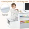 imageINFANS 3 in 1 Kids Art Table and Chair Set Toddler Craft and Play Wood Activity Desk with DoubleSided Easel Blackboard Whiteboard Paper Roll for Writing Children Furniture for Daycare NurseryGrey
