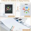 imageINFANS 3 in 1 Kids Art Table and Chair Set Toddler Craft and Play Wood Activity Desk with DoubleSided Easel Blackboard Whiteboard Paper Roll for Writing Children Furniture for Daycare NurseryGrey