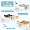 imageINFANS 3 in 1 Kids Table and Chair Set Wood Multi Activity Table with Removable Tabletop Storage Detachable Blackboard for Toddler Playing Drawing Arts Crafts3 PCS Children FurnitureWhite