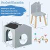 imageINFANS 3 in 1 Kids Table and Chair Set Wood Multi Activity Table with Removable Tabletop Storage Detachable Blackboard for Toddler Playing Drawing Arts Crafts3 PCS Children Furniture Dark Gray