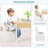 imageINFANS 3 in 1 Kids Table and Chair Set Wood Multi Activity Table with Removable Tabletop Storage Detachable Blackboard for Toddler Playing Drawing Arts Crafts3 PCS Children FurnitureWhite