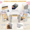 imageINFANS 3 in 1 Kids Table and Chair Set Wood Multi Activity Table with Removable Tabletop Storage Detachable Blackboard for Toddler Playing Drawing Arts Crafts3 PCS Children FurnitureGrey
