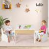 imageINFANS 3 in 1 Kids Table and Chair Set Wood Multi Activity Table with Removable Tabletop Storage Detachable Blackboard for Toddler Playing Drawing Arts Crafts3 PCS Children FurnitureWhite