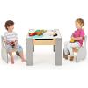 imageINFANS 3 in 1 Kids Table and Chair Set Wood Multi Activity Table with Removable Tabletop Storage Detachable Blackboard for Toddler Playing Drawing Arts Crafts3 PCS Children FurnitureGrey