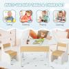imageINFANS 3 in 1 Kids Table and Chair Set Wood Multi Activity Table with Removable Tabletop Storage Detachable Blackboard for Toddler Playing Drawing Arts Crafts3 PCS Children FurnitureWhite