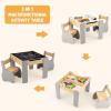 imageINFANS 3 in 1 Kids Table and Chair Set Wood Multi Activity Table with Removable Tabletop Storage Detachable Blackboard for Toddler Playing Drawing Arts Crafts3 PCS Children FurnitureGrey