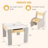 imageINFANS 3 in 1 Kids Table and Chair Set Wood Multi Activity Table with Removable Tabletop Storage Detachable Blackboard for Toddler Playing Drawing Arts Crafts3 PCS Children FurnitureGrey