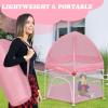 imageINFANS Baby Playpen with Removable Mesh ampamp UV Canopy 53quot Portable Playhouse with Carry Bag Dome Padded Floor Easy Folding Playard Activity Center Light PinkLight Pink