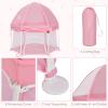 imageINFANS Baby Playpen with Removable Mesh ampamp UV Canopy 53quot Portable Playhouse with Carry Bag Dome Padded Floor Easy Folding Playard Activity Center Light PinkLight Pink