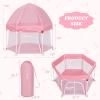 imageINFANS Baby Playpen with Removable Mesh ampamp UV Canopy 53quot Portable Playhouse with Carry Bag Dome Padded Floor Easy Folding Playard Activity Center Light PinkLight Pink