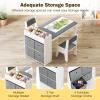 imageINFANS Kids Art Table and Chair Set Toddler Craft Play Wood Activity Desk with Paper Roll 2 Chairs Storage Canvas Bins for Writing Drawing Children Furniture for Daycare Nursery Boys Girls Ages 3Grey