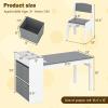 imageINFANS Kids Art Table and Chair Set Toddler Craft Play Wood Activity Desk with Paper Roll 2 Chairs Storage Canvas Bins for Writing Drawing Children Furniture for Daycare Nursery Boys Girls Ages 3Grey