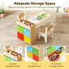 imageINFANS Kids Art Table and Chair Set Toddler Craft Play Wood Activity Desk with Paper Roll 2 Chairs Storage Canvas Bins for Writing Drawing Children Furniture for Daycare Nursery Boys Girls Ages 3Natural