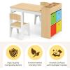 imageINFANS Kids Art Table and Chair Set Toddler Craft Play Wood Activity Desk with Paper Roll 2 Chairs Storage Canvas Bins for Writing Drawing Children Furniture for Daycare Nursery Boys Girls Ages 3Natural