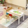 imageINFANS Kids Art Table and Chair Set Toddler Craft Play Wood Activity Desk with Paper Roll 2 Chairs Storage Canvas Bins for Writing Drawing Children Furniture for Daycare Nursery Boys Girls Ages 3Natural