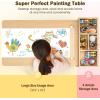 imageINFANS Kids Art Table and Chair Set Toddler Craft Play Wood Activity Desk with Paper Roll 2 Chairs Storage Canvas Bins for Writing Drawing Children Furniture for Daycare Nursery Boys Girls Ages 3Natural
