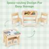 imageINFANS Kids Table and Chair Set 3 in 1 Wooden Activity Table with Removable Tabletop Blackboard and Whiteboard for Toddlers Arts Crafts Drawing Reading Playing Playroom Nursery GreyNatural