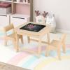 imageINFANS Kids Table and Chair Set 3 in 1 Wooden Activity Table with Removable Tabletop Blackboard and Whiteboard for Toddlers Arts Crafts Drawing Reading Playing Playroom Nursery GreyNatural
