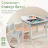 imageINFANS Kids Table and Chair Set 3 in 1 Wooden Activity Table with Removable Tabletop Blackboard and Whiteboard for Toddlers Arts Crafts Drawing Reading Playing Playroom Nursery GreyGrey
