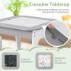 imageINFANS Kids Table and Chair Set 3 in 1 Wooden Activity Table with Removable Tabletop Blackboard and Whiteboard for Toddlers Arts Crafts Drawing Reading Playing Playroom Nursery GreyGrey