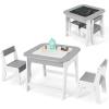 imageINFANS Kids Table and Chair Set 3 in 1 Wooden Activity Table with Removable Tabletop Blackboard and Whiteboard for Toddlers Arts Crafts Drawing Reading Playing Playroom Nursery GreyGrey