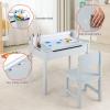 imageINFANS Kids Table and Chair Set with Paper Roll Wooden Lifttop Desk for Toddler Writing Drawing Reading Craft Art Children Furniture Activity Table Set for Nursery Daycare Playroom Grey