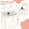 imageINFANS Kids Table and Chair Set with Paper Roll Wooden Lifttop Desk for Toddler Writing Drawing Reading Craft Art Children Furniture Activity Table Set for Nursery Daycare Playroom White
