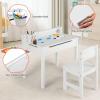 imageINFANS Kids Table and Chair Set with Paper Roll Wooden Lifttop Desk for Toddler Writing Drawing Reading Craft Art Children Furniture Activity Table Set for Nursery Daycare Playroom White