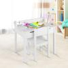 imageINFANS Kids Table and Chair Set with Paper Roll Wooden Lifttop Desk for Toddler Writing Drawing Reading Craft Art Children Furniture Activity Table Set for Nursery Daycare Playroom White