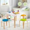 imageINFANS Kids Wooden Table and Stool Set 5Piece Activity Table with 4 Stools for Toddler Building Block Drawing Reading Art Crafts Children Natural Furniture Set for Kindergarten ClassroomColourful