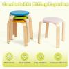 imageINFANS Kids Wooden Table and Stool Set 5Piece Activity Table with 4 Stools for Toddler Building Block Drawing Reading Art Crafts Children Natural Furniture Set for Kindergarten ClassroomColourful