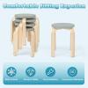 imageINFANS Kids Wooden Table and Stool Set 5Piece Activity Table with 4 Stools for Toddler Building Block Drawing Reading Art Crafts Children Natural Furniture Set for Kindergarten ClassroomGrey