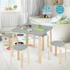 imageINFANS Kids Wooden Table and Stool Set 5Piece Activity Table with 4 Stools for Toddler Building Block Drawing Reading Art Crafts Children Natural Furniture Set for Kindergarten ClassroomGrey