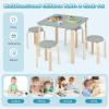 imageINFANS Kids Wooden Table and Stool Set 5Piece Activity Table with 4 Stools for Toddler Building Block Drawing Reading Art Crafts Children Natural Furniture Set for Kindergarten ClassroomGrey