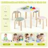 imageINFANS Kids Wooden Table and Stool Set 5Piece Activity Table with 4 Stools for Toddler Building Block Drawing Reading Art Crafts Children Natural Furniture Set for Kindergarten ClassroomMacaron