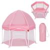 imageINFANS Baby Playpen with Removable Mesh ampamp UV Canopy 53quot Portable Playhouse with Carry Bag Dome Padded Floor Easy Folding Playard Activity Center Light PinkLight Pink
