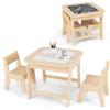 imageINFANS Kids Table and Chair Set 3 in 1 Wooden Activity Table with Removable Tabletop Blackboard and Whiteboard for Toddlers Arts Crafts Drawing Reading Playing Playroom Nursery GreyNatural