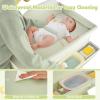 imageINFANS Baby Changing Table with Wheels Portable Folding Diaper Station Nursery Organizer with Storage Basket Hanging Rack Adjustable Height Safety Belt for Newborn Infant Light GrayGreen